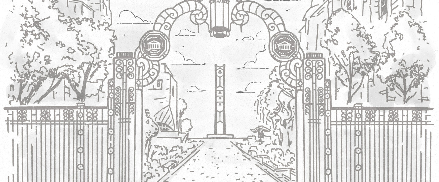 Illustration of polett gate and bell tower