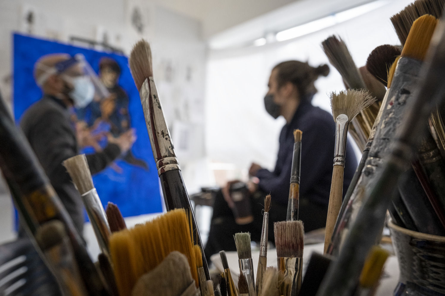 Tyler School of Art and Architecture students during painting critique