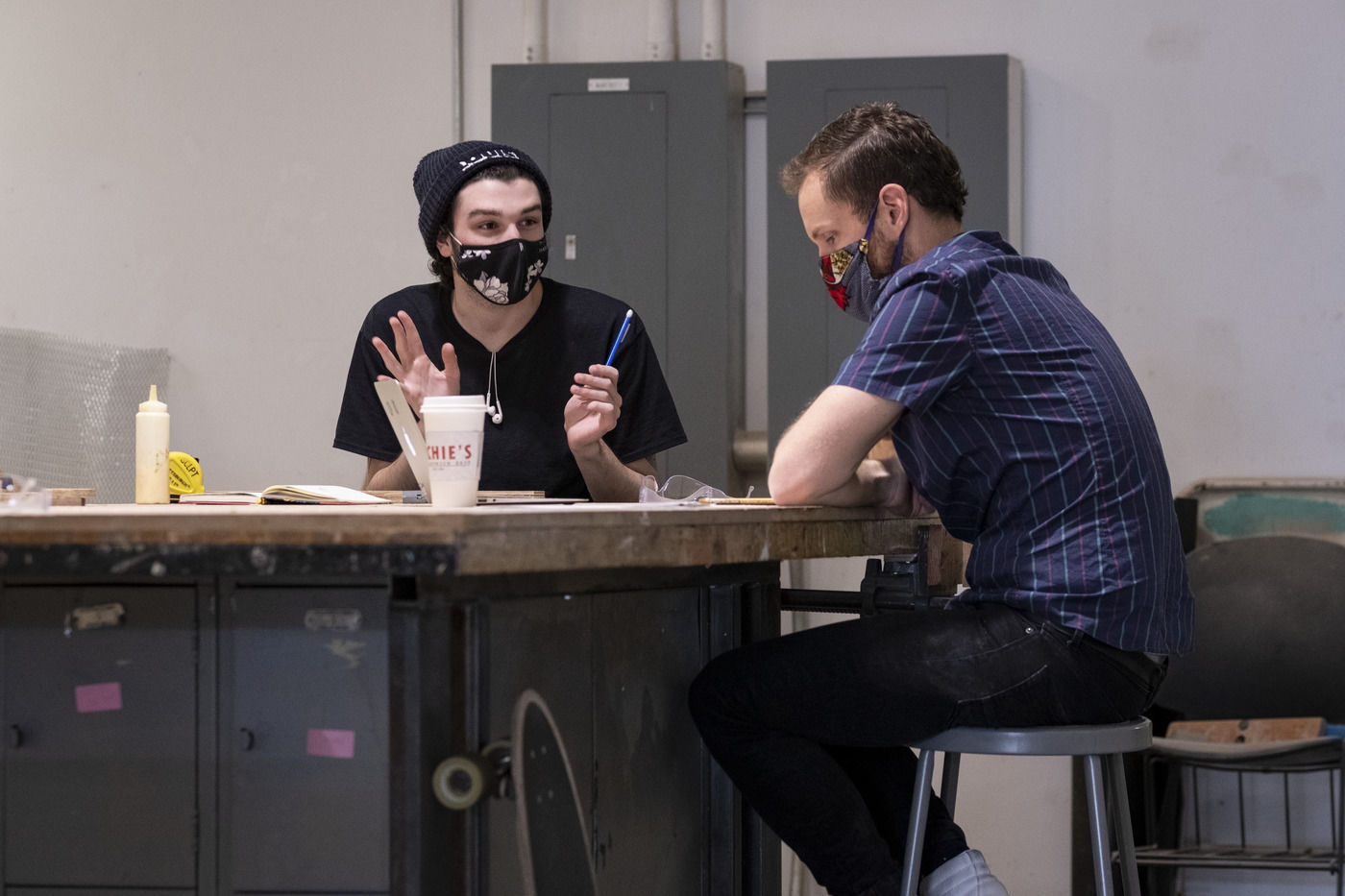 Tyler School of Art and Architecture students discussing in studio