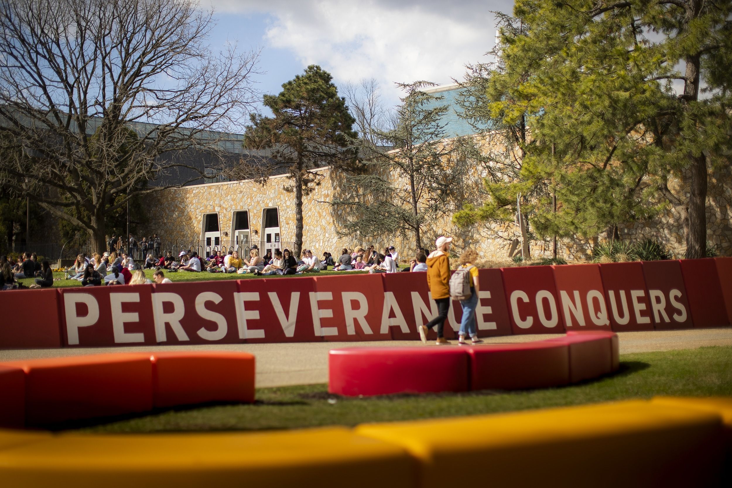 Perseverance Conquers mural on campus