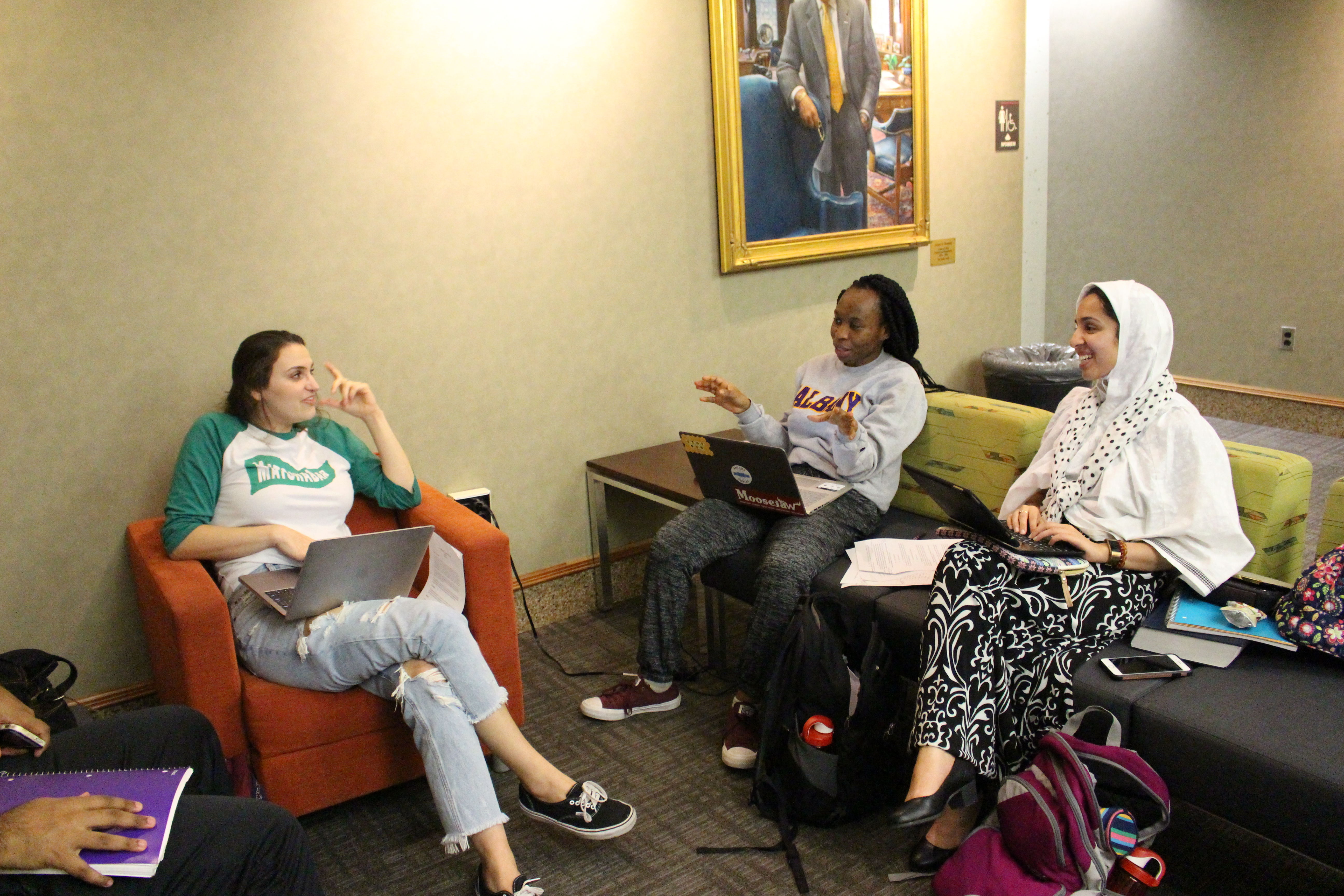 Temple Law students preparing for Introduction to Transactional Skills in October of 2018 in Klein Hall.