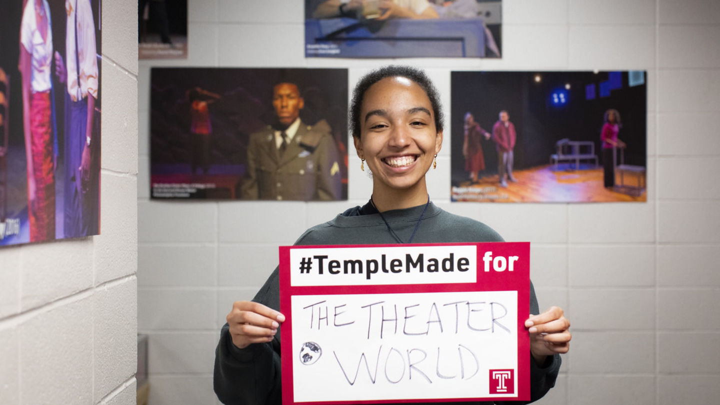 Image of Temple theater student inside Randall Theater.     