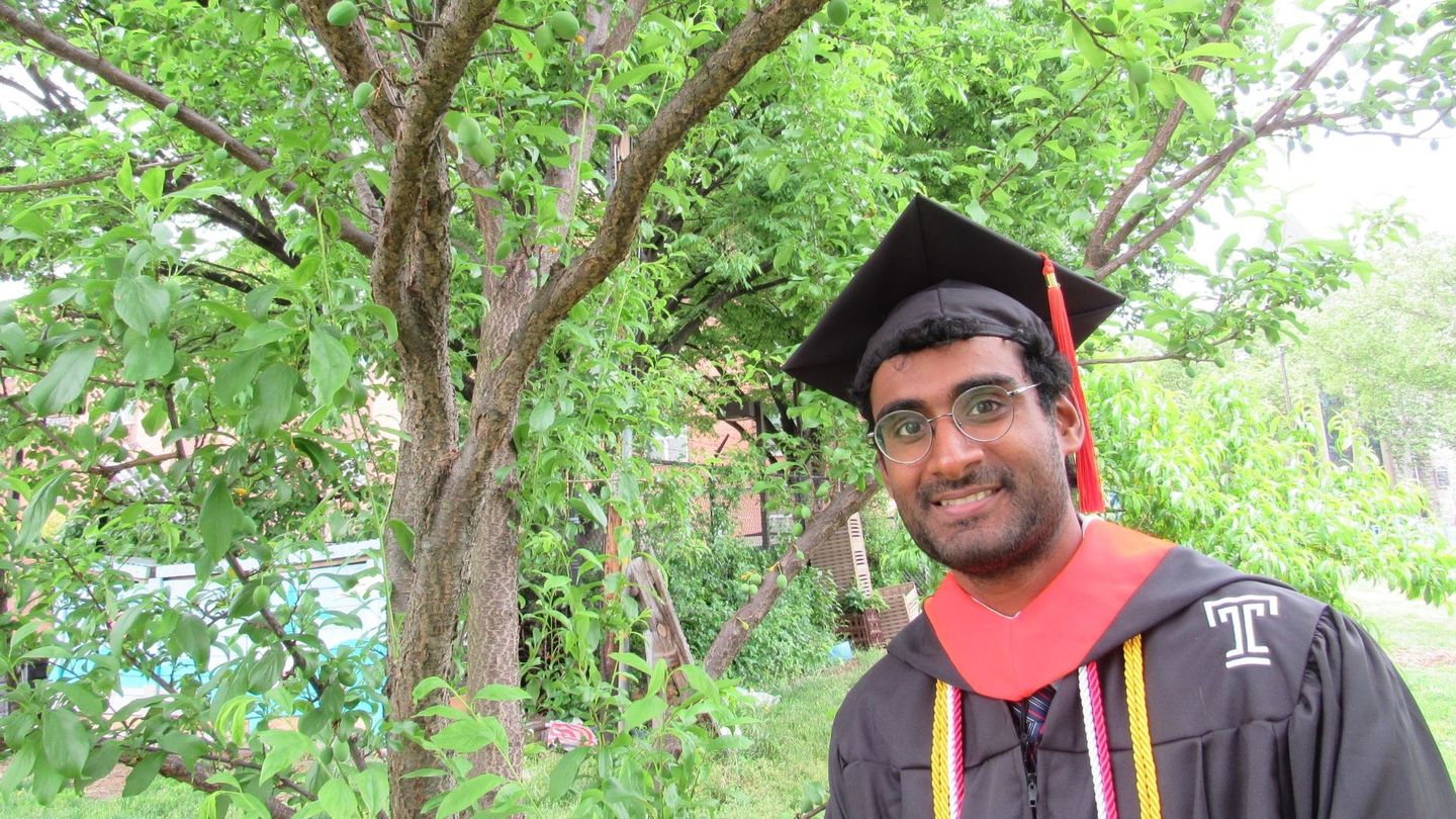 Jag Gummadi has always loved gardening. At Temple, he found a community of peers who shared his passion. Image of Jag Gummadi.